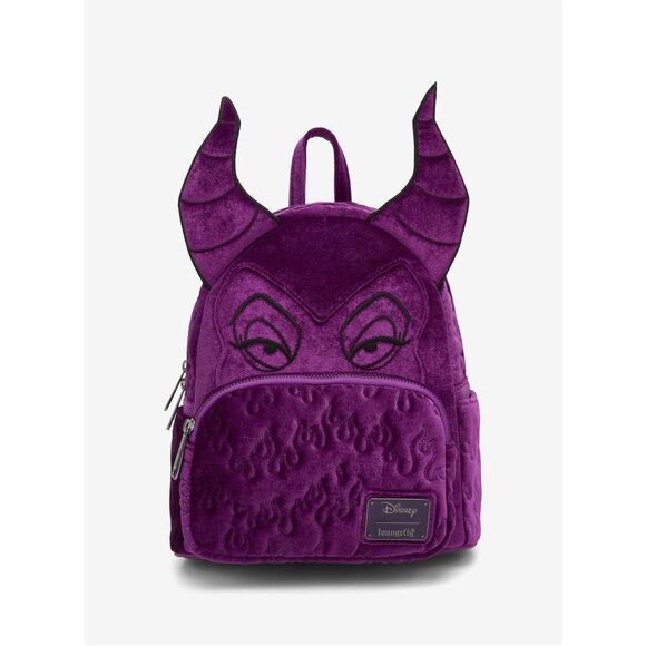 Loungefly Disney Sleeping Beauty Purple Velvet Maleficent Figural Mini Backpack main image 4